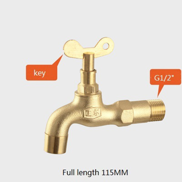 Wall Mount Brass Bibcock Washing Machine Tap Outdoor Garden Faucet With Lock Washing Machine Faucet car wash Faucet: N