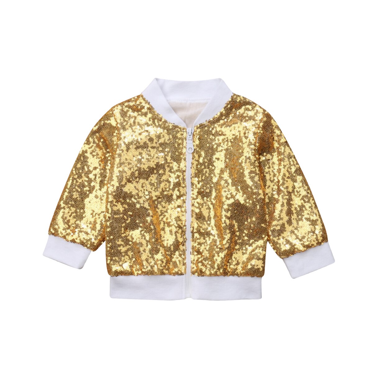 Mode Peuter Kinderen Baby Meisje Kleding Sequin Shining Rits Tops Uitloper Jacket Coat