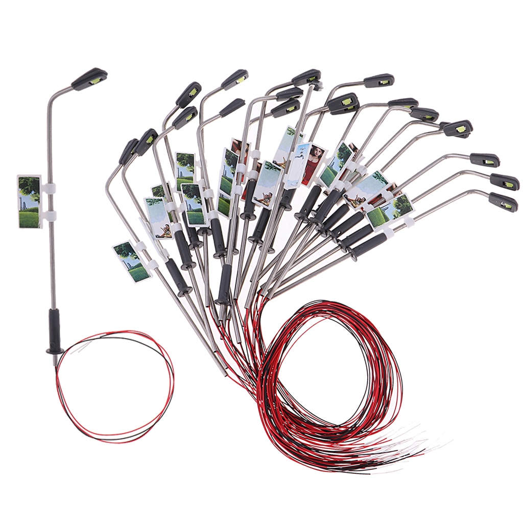 20 stuks mini modelspoorbaan lantaarnpaal straatverlichting leds warm wit ho schaal 1:150