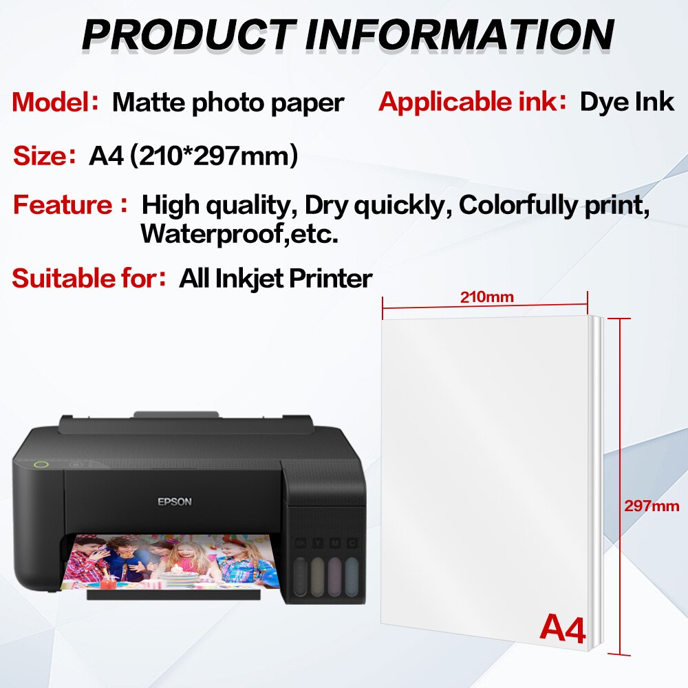Labelwell 50 Vellen A4 Matte Afdrukken Papier 297*210Mm Prachtige Printer Papier Voor Inkjet Printer Voor Diy Afdrukken afbeelding Foto &#39;S