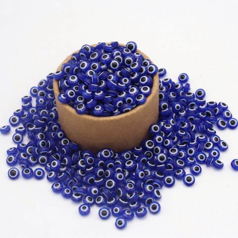40pcs Mix Oblate Shape Evil Eye Beads 8mm Hollow Stripe Resin Spacer Beads Child DIY Jewelry Bracelet Handicraft Supplies: Dark Blue