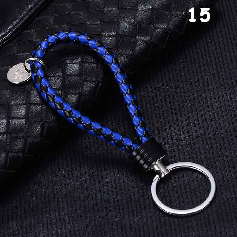 Fatti a mano Intrecciato PU Portachiavi In Pelle Catena Chiave Portachiavi In Metallo Portachiavi Auto Portachiavi Anello chiave Dell'automobile Chiave Pendente Del Sacchetto Accessori Anello: 15