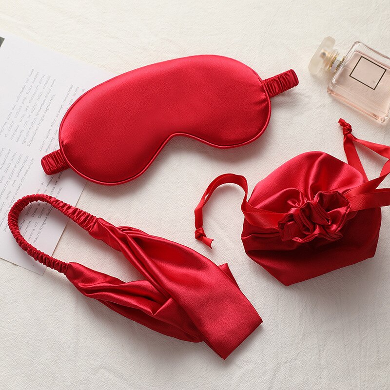 Máscara antifaz para dormir de seda para hombre y mujer, banda de algodón transpirable, suave, para aliviar los ojos: Red