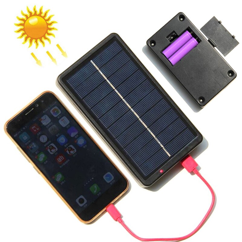 Cargador de Panel Solar USB de 5V 2W para batería 18650, Banco de energía de móvil, carga electrónica USB