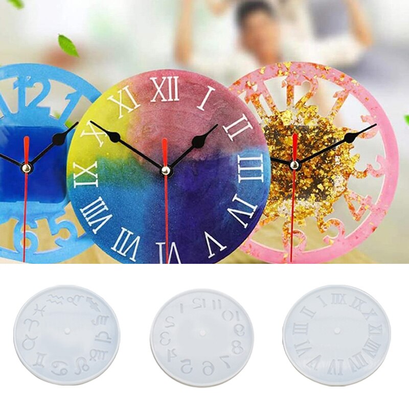 Diy Silicone Klok Mold Epoxyhars Tray Mold Klok Craft Maken Sieraden Accessoires Klei Cement Silicon Klok Mould Ronde