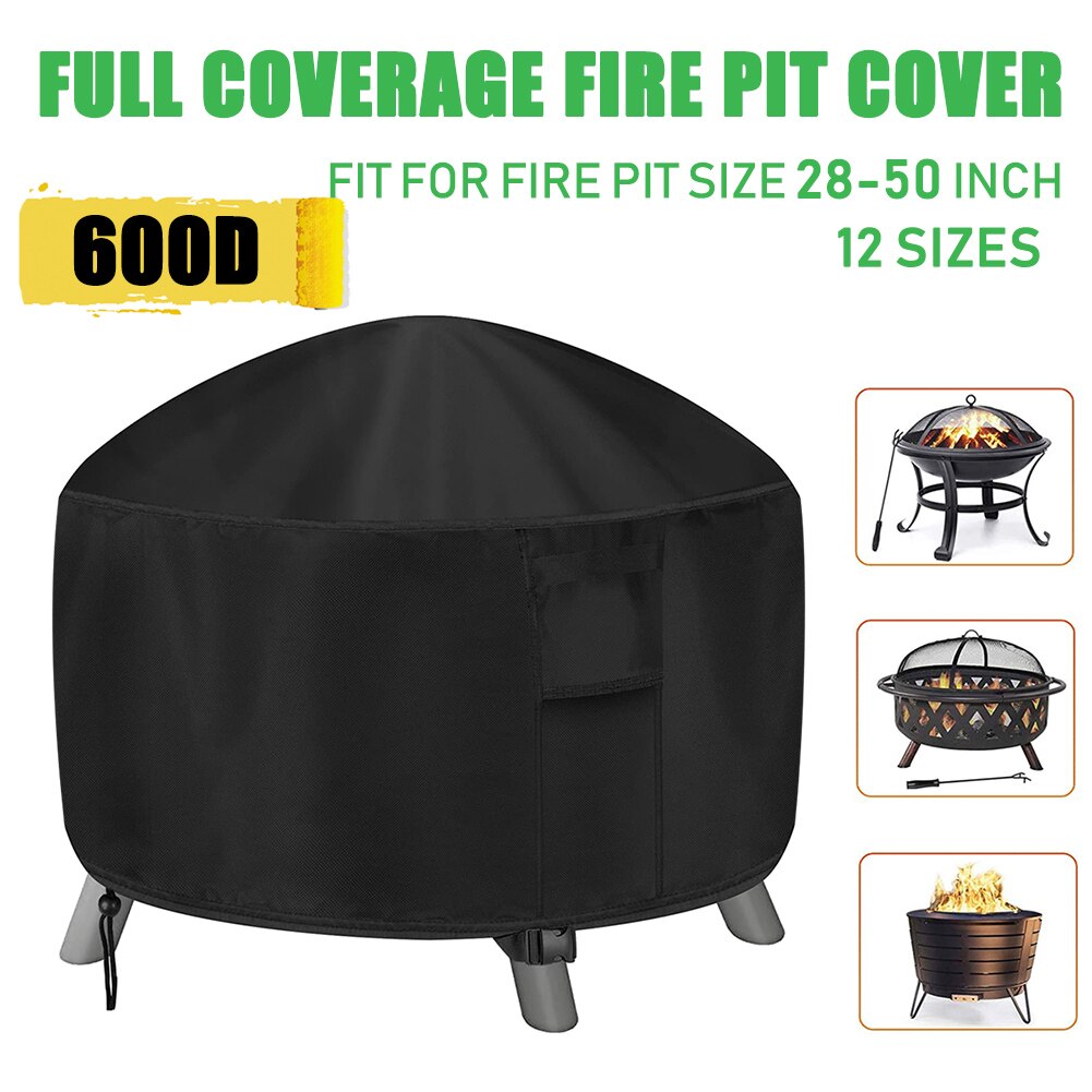 12 größe Schwere 600D Wasserdichte Terrasse Feuerstelle Abdeckung BBQ Grill Startseite draussen Garten Hof Runde BBQ Abdeckung Tisch Abdeckungen UV Schutz