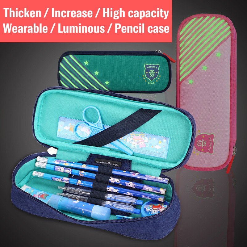 2 Kleuren Grote Capaciteit Etui Lichtgevende Pencilcase School Pen Geval Levert Potlood Schooltas Doos Potloden Pouch Briefpapier