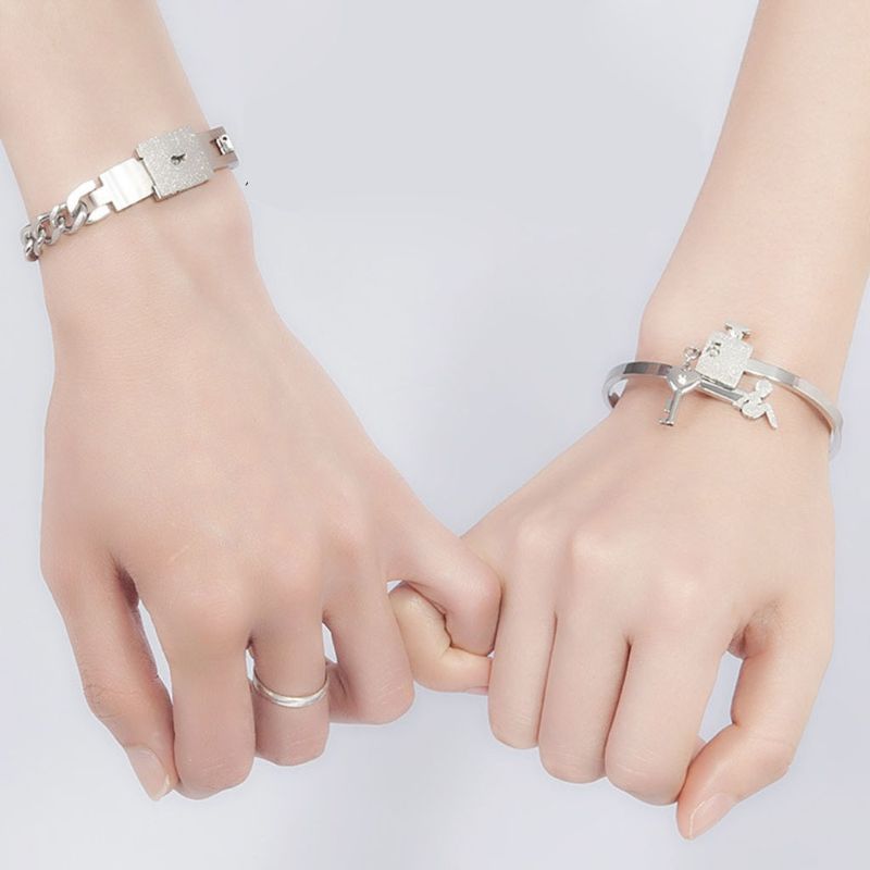 Par elskere smykker elsker hjertelås armbånd rustfrit stål armbånd armbånd nøgle vedhæng halskæde smykker