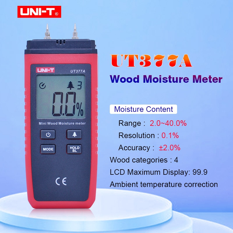 UNI-T UT377A Digital Wood Moisture Meter Hygrometer Humidity Tester Paper Plywood Other Wooden Material Mini Wood Moisture Meter