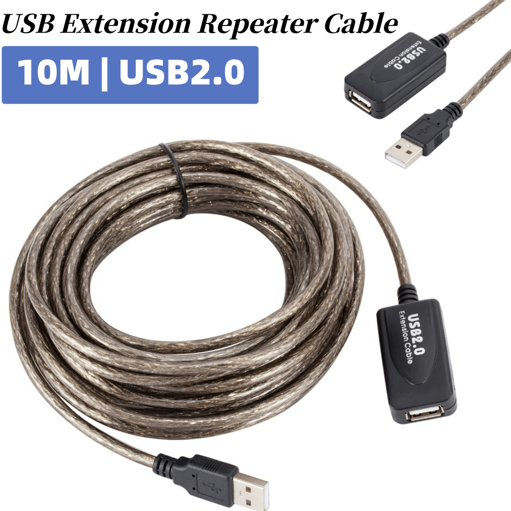 10m aktiva usb 2.0 förlängningskabel med repeater, en hane till en hona förlängningssladd