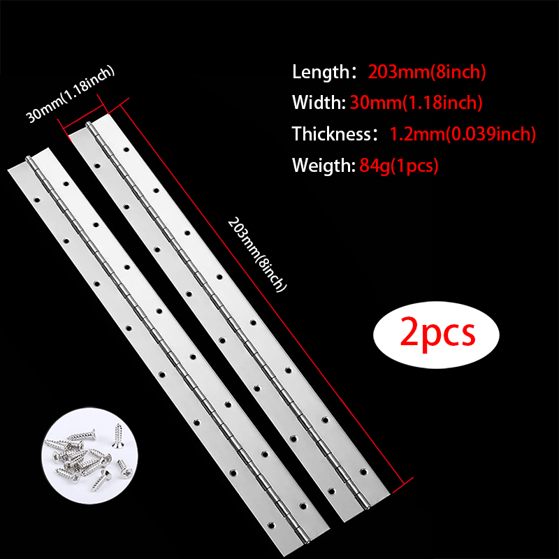 6in-20in Piano Hinges Heavy Duty Stainless Steel 304 Continuous Hinge Long Cabinet Cupboard Furniture 2pcs 8in 10in 12in 16in: WHITE