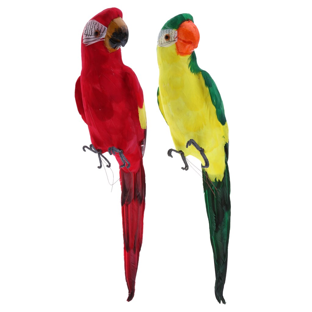 Garden Ornament Parrot Patio Decor Outdoor Artificial Animals Red & Green