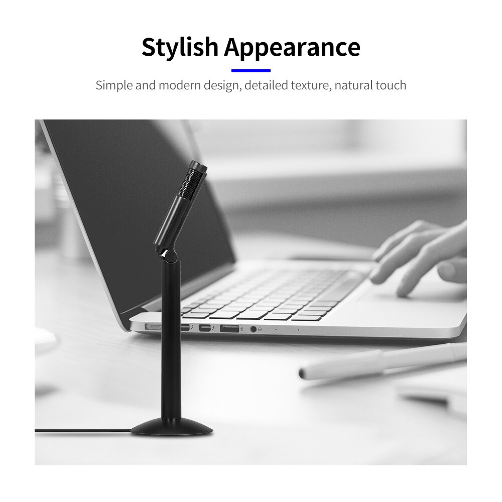 3.5mm Desktop Microphone Portable Capacitor Microphone Conference Video Chat Recording Microphone for PC Laptop Black