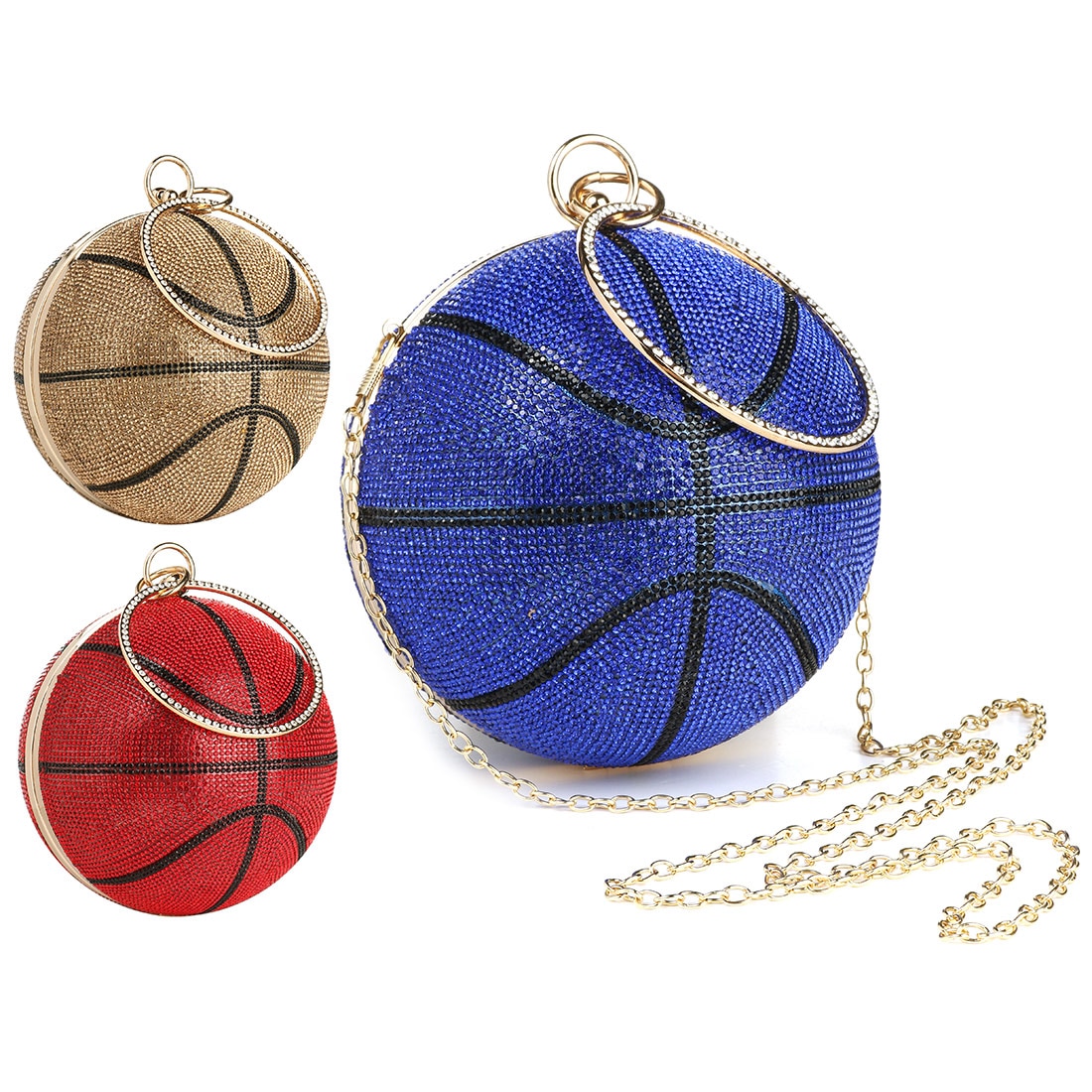 Bolsa de basquete diamante feminina, bolsa de mão de desenho bola de luxo para mulheres bolsas de festa e sacola feminina de ombro corrente bolsa de mão basquete