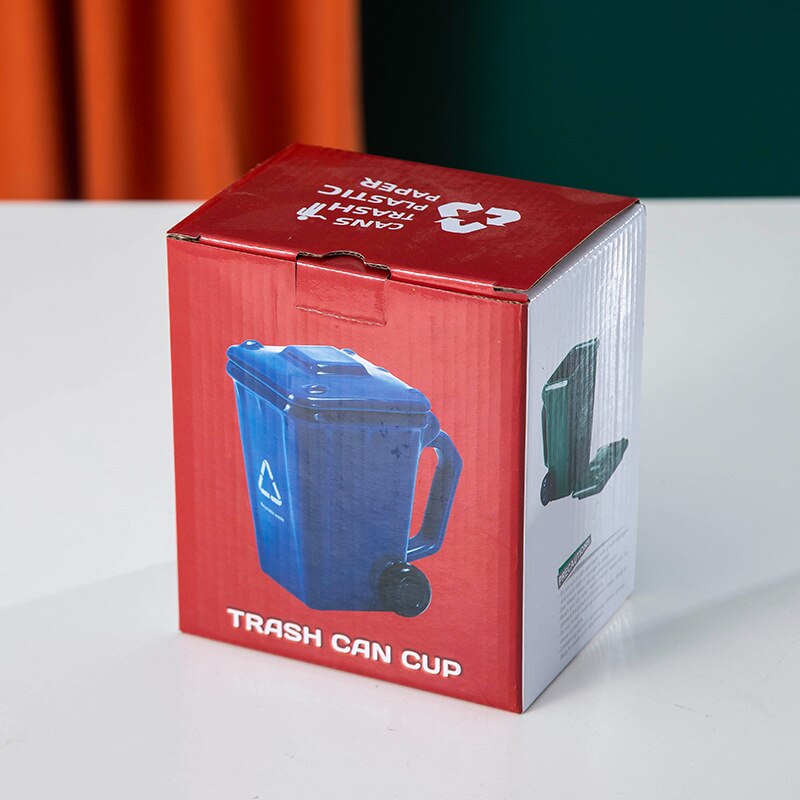 3D Garbage Can Ceramic Mug With lid 400ml Coffee Tea Milk Cup copo termico for Home Office Dinkware