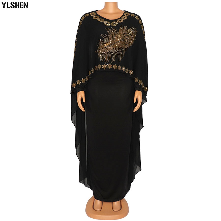 2 Delige Set Afrika Jurk Afrikaanse Jurken Voor Vrouwen Zomer Dashiki Zowel Side Diamond Sjaal Bazin Boubou Gewaad Africaine Kleding