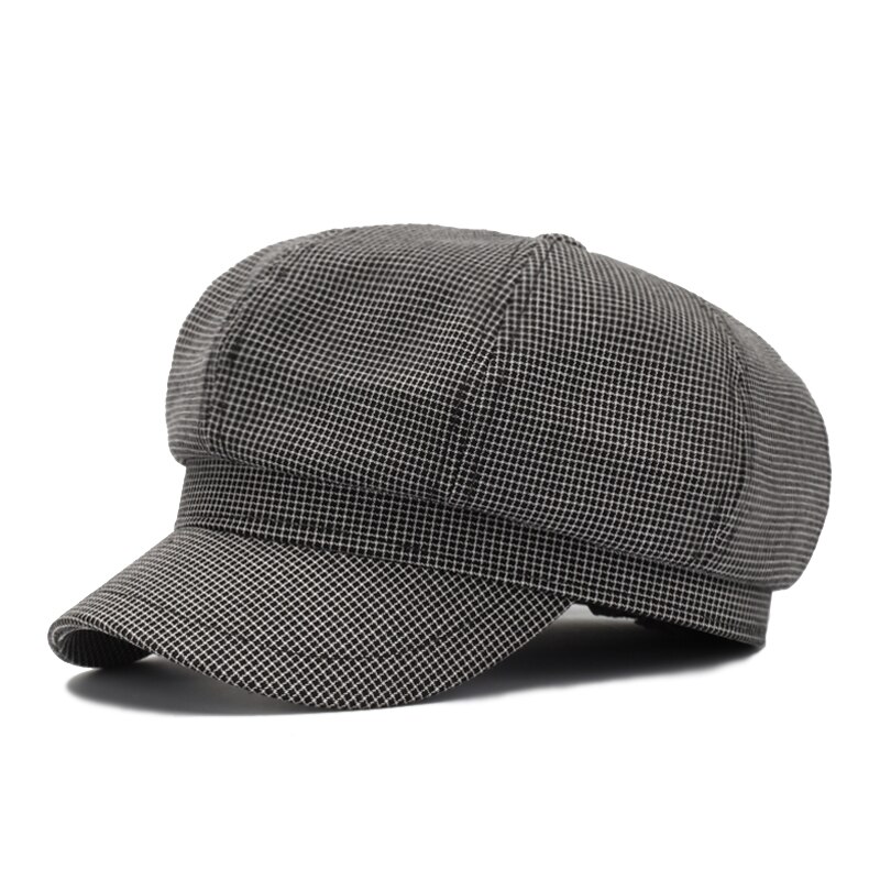 Kasket baret ottekantet hat til kvinder plaid avisdreng kasket vintage kasket kvinder bomuld dame hatte forår efterår gorras
