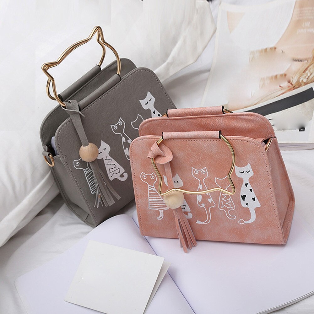 Animal Messenger Bag Women Handbags Cat Rabbit Patter Pattern Shoulder Crossbody Bag Luxury Handbags Women Bags #NG