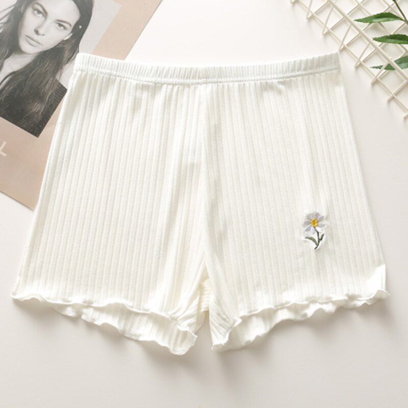 Verano de las mujeres Braga pantalón de protección pantalones transpirables calzones tipo Boxer de algodón pantalones cortos sin costura ropa interior ropa Mediados de cintura pantalones cortos de niño: white