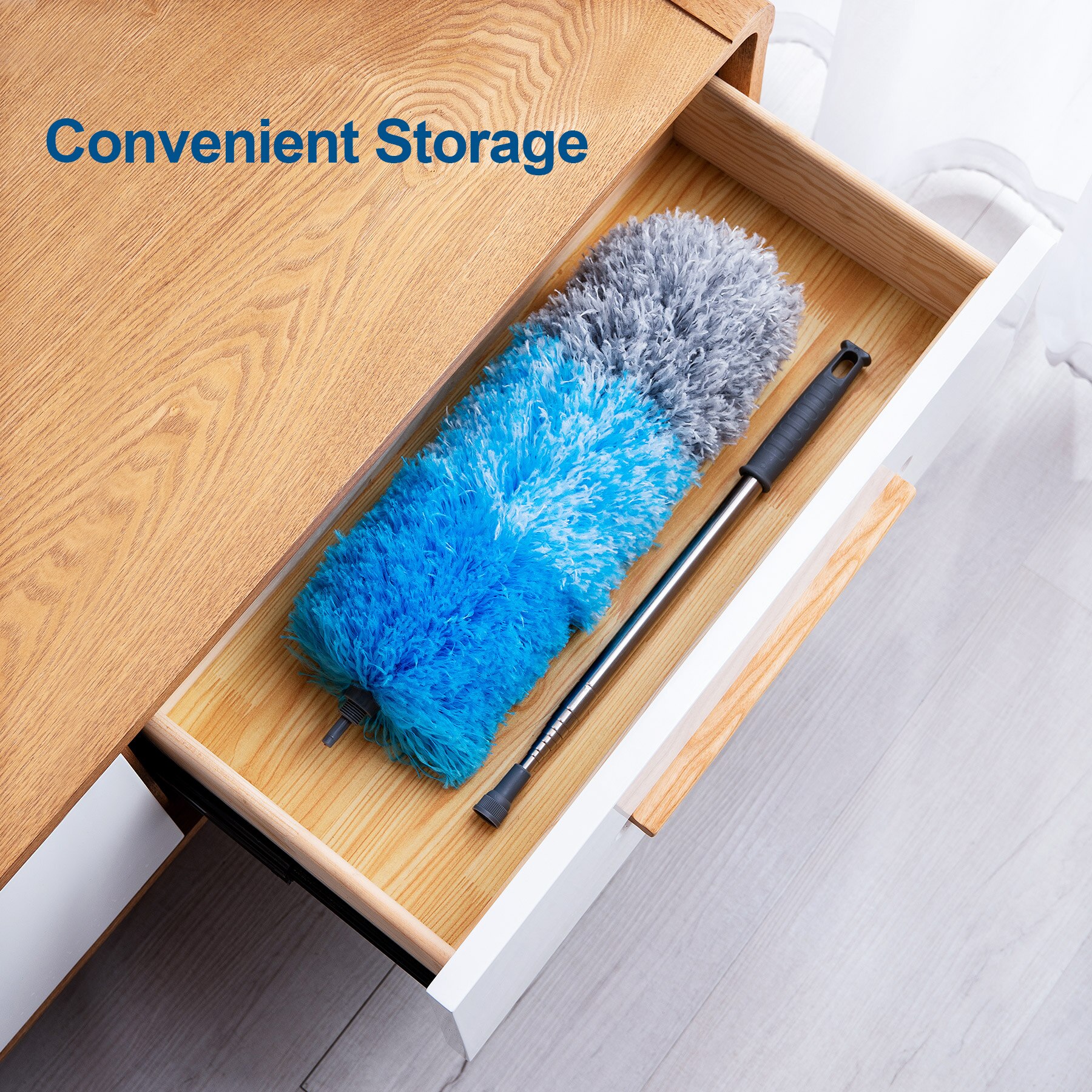 Microfiber Feather Duster with Extendable Pole, 96" Telescoping Cobweb Duster for Cleaning, Bendable Head,Washable Duster