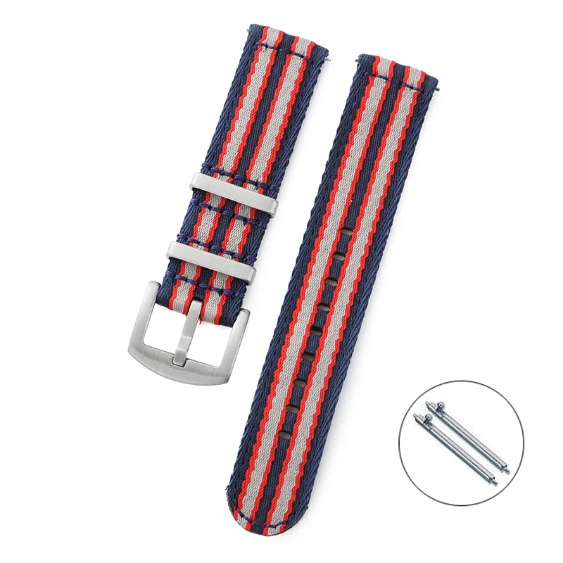 Urrem 20mm 22mm nylon premium glat blød nylon sportsrem hurtigudløser universal lærredsrem urrem: Blå lyserød / 22mm