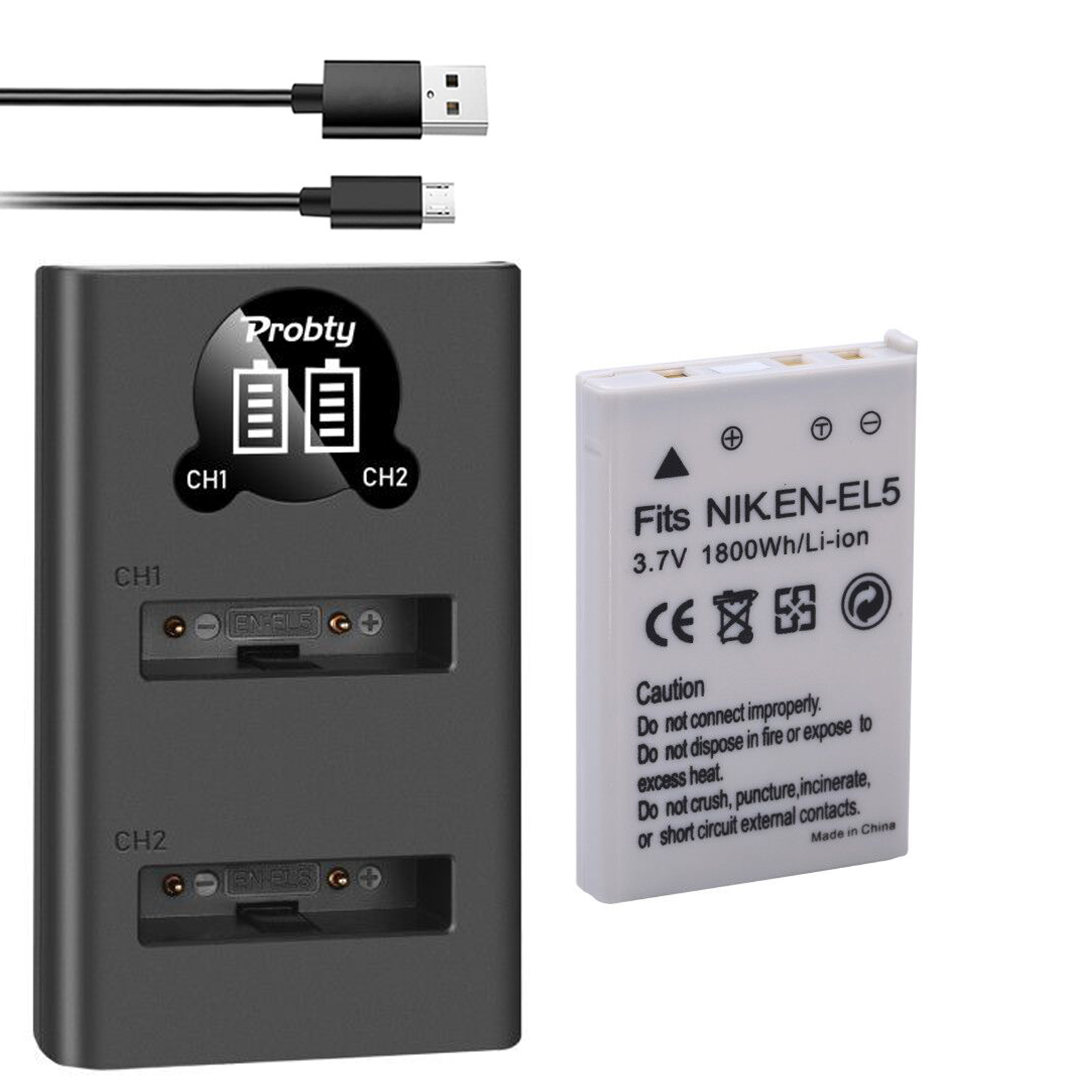 3 pièces EN-EL5 EN EL5 batterie d'appareil photo + double chargeur pour Nikon CoolPix P530 Pouvriers P500 P90 P80 4200 5900 7900 P4 S10 caméra: WHITE