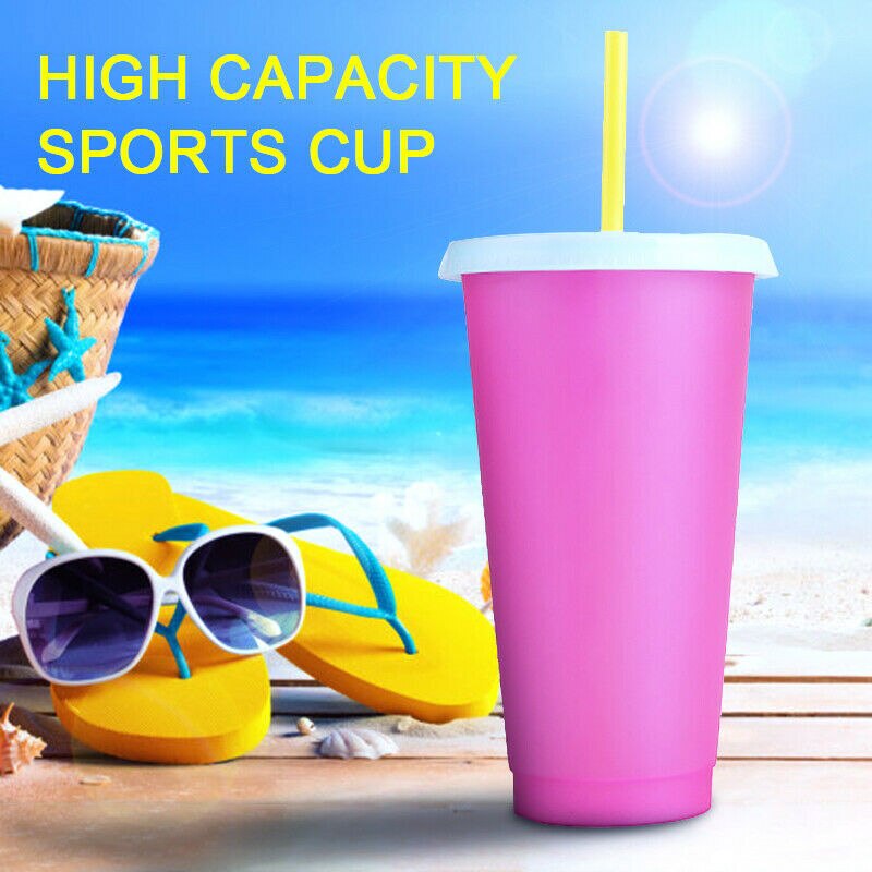 Reusable Plastic Temperature Color Changing Cold Cup Summer Drink Water Mug Cup Kitchen,Dining & Bar FP8