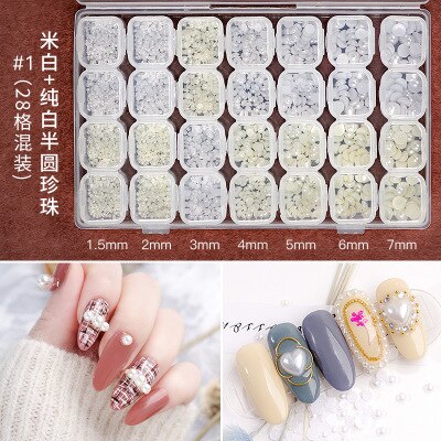 1 sac/10000 pièces Mix tailles blanc Nail Art conseils demi/rond perles 3D ongles perles strass décoration Salon de beauté manucure approvisionnement: 15