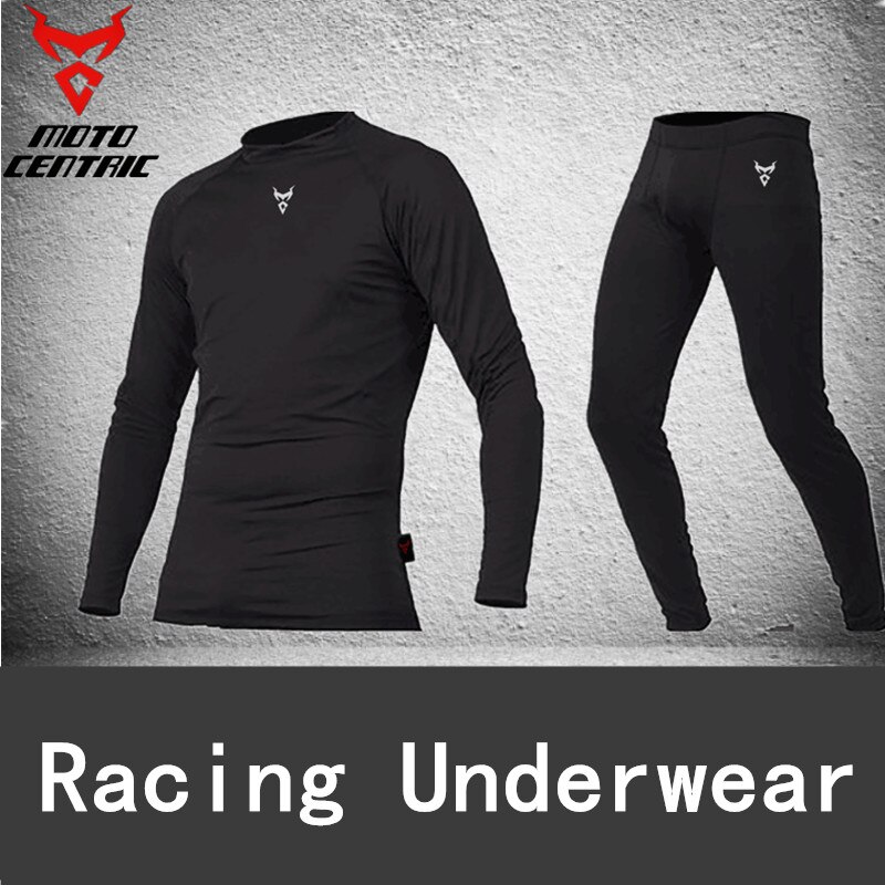 Car Racing Motorcycle Thermal Underwear Set Men's Motorbike Skiing Winter Warm Base Layers Tight Long Johns Tops & Pants Set: L