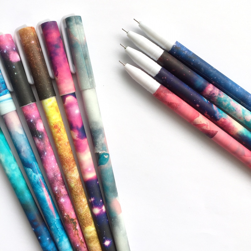 10 Uds pluma de gel de color galaxia estrella estrellada 0,5mm bolígrafo bolígrafos canetas artículos de papelería accesorios de oficina útiles escolares F308