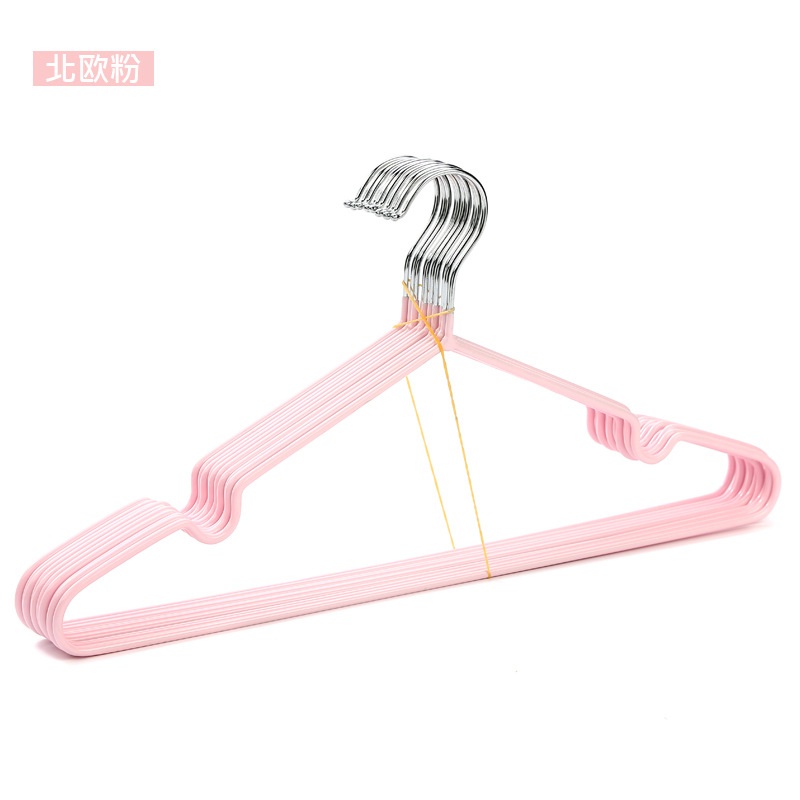 5 st metallgalgar utan halkskydd, slitstarka och robusta klädställningar, platsbesparande för organisering av sovrummet: Rosa