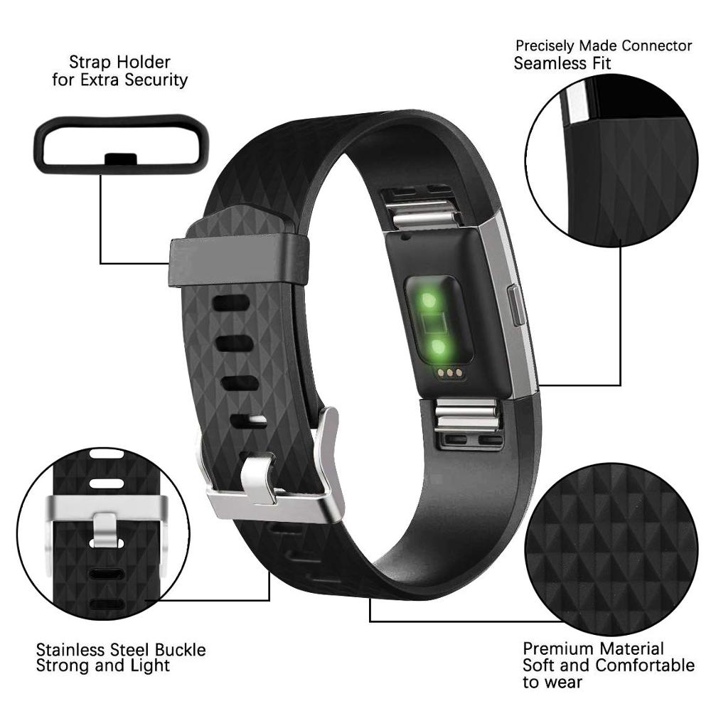 Correa de muñeca de silicona suave banda para Fitbit Charge 2 pulsera de reloj inteligente para cargar bits 2 pequeños y grandes