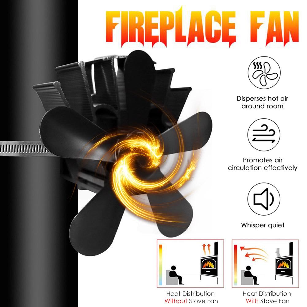 Fireplace Fan Heat Powered Stove Fan Efficient Heat Distribution With 5 Blades For Wood Log Burner Fireplace