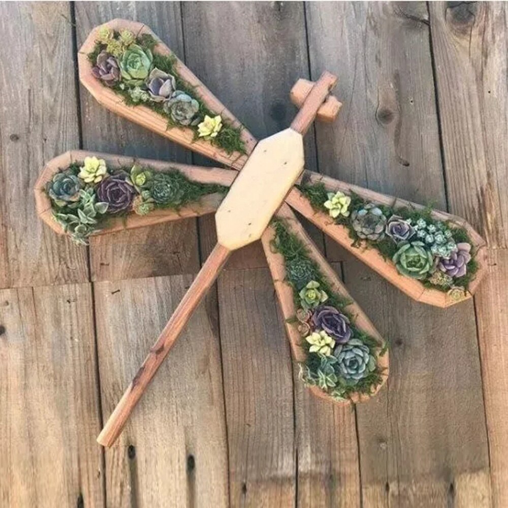 Pot de fleurs en bois pour animaux, plantation de plantes de jardin, Micro Pot de paysage, décoration ,: D no flowers / L 35cm