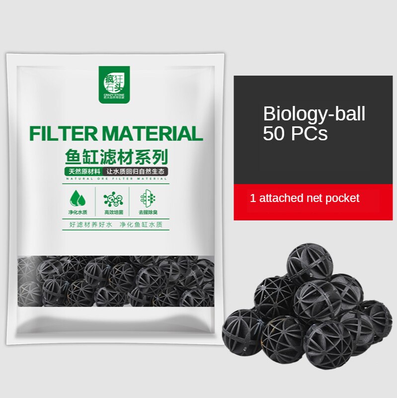 Culture Ball Biosphere with Net Bag 50 Pcs Fish Tank Biochemical Filter Material Fish Tank Filter Material Filter Accessories: Default Title