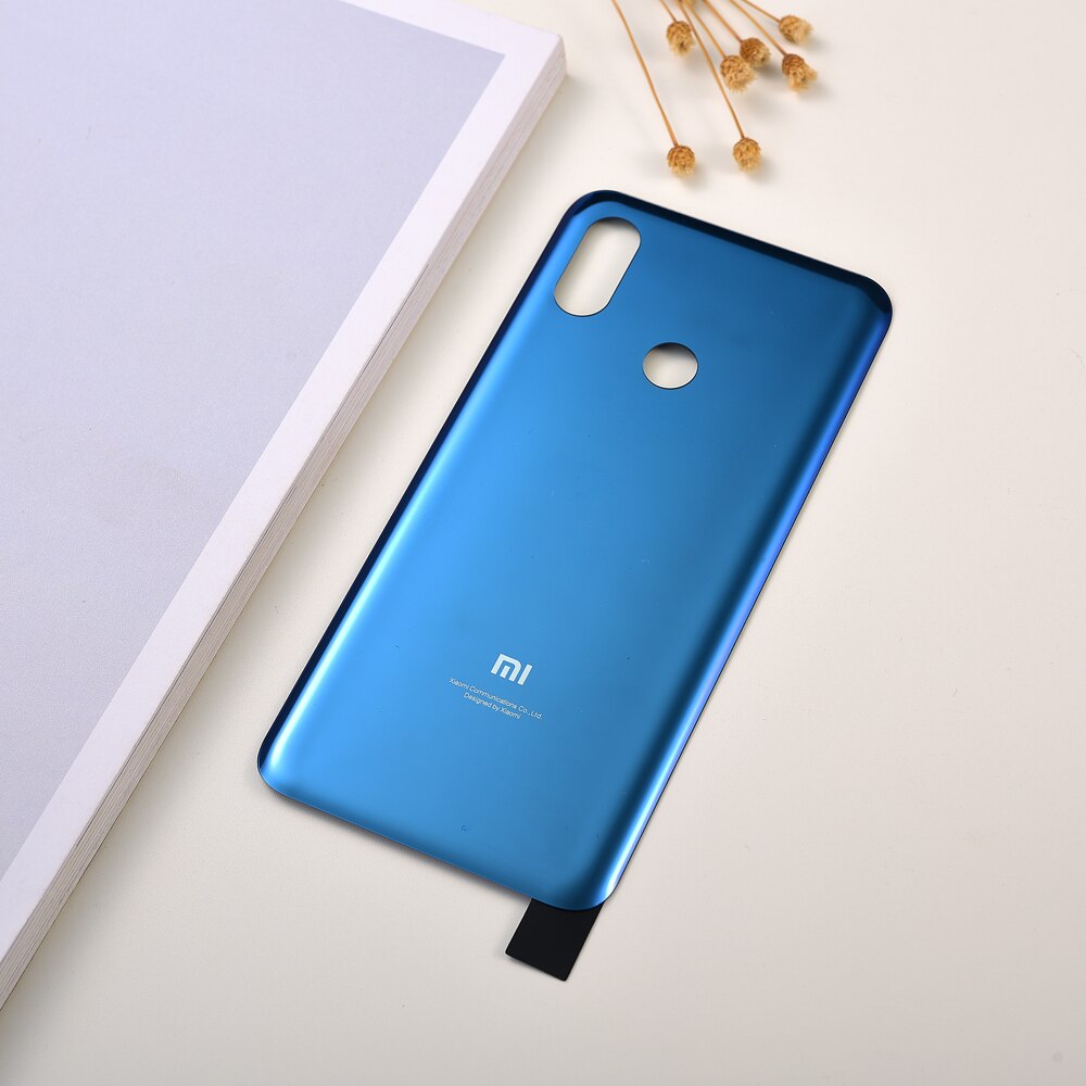 Xiaomi Mi8 Battery Housing Cover Glass Rear Door Case Replacement Part For XIAOMI mi8 Mi 8 Repair Panel Skin Shell With Adhesive: Blue