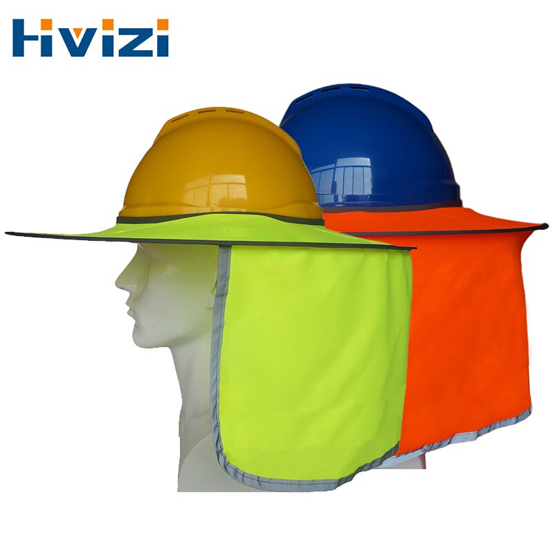Sombrilla fluorescente para construcción al aire libre, sombrero duro de seguridad, protección para el cuello, cascos de protección