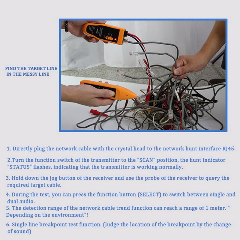 Network Cable Tester Diagnose Tone Multifunction Line Finder Phone Telephone Wire Tracker Tracer