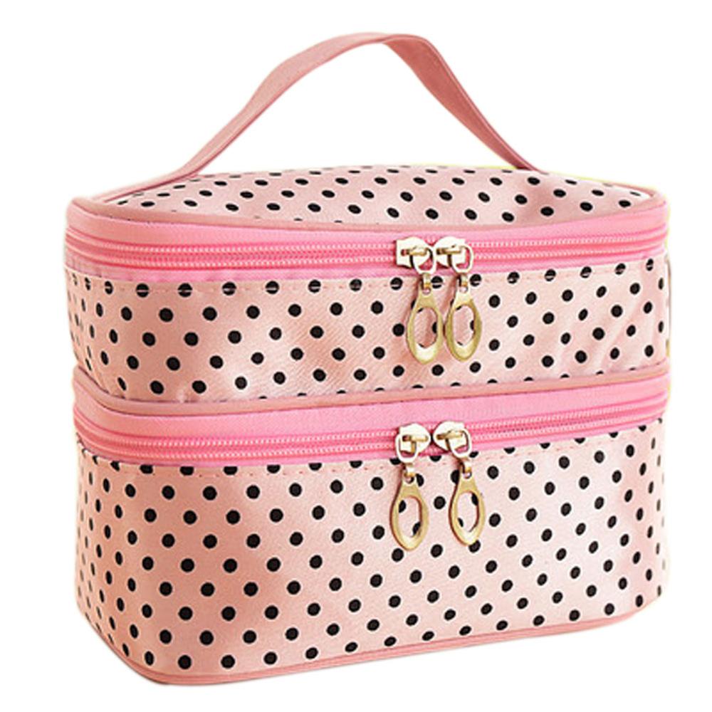 Trousse de toilette voyage necessaires toilette Necessaire pour femmes maquillage maquillage cosmétique sac organisateur trousse de beauté pochette Vanity brosse: Pink