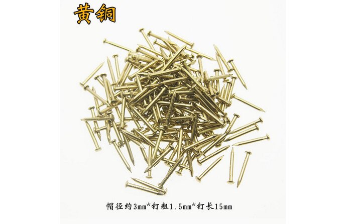 Chinese koper nail hoofd nail kleine koperen drum Messing Antieke meubelen scharnier pin 1.5 MM * 15 MM