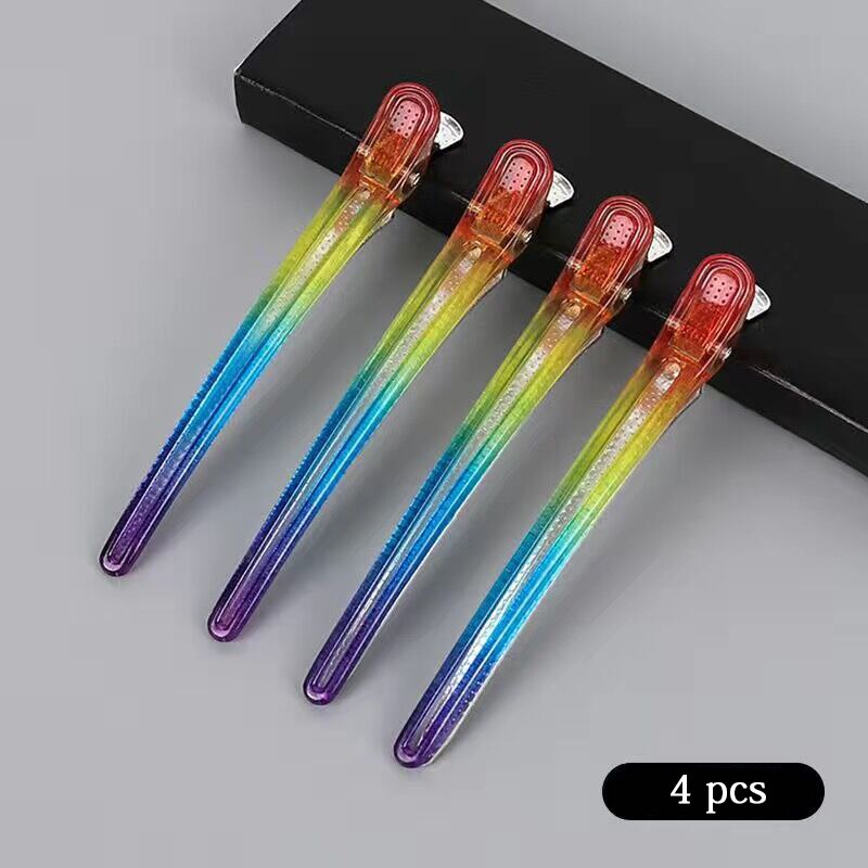 Universal heat-proof rainbow hair clip hairdressing hair cutting fixed hair clip salon barber shop styling tool: pink
