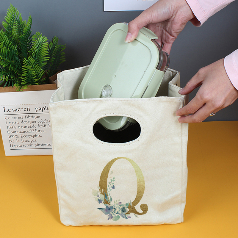 Gold Brief Unisex Isolierte Mittagessen Tasche Gedruckt Leinwand Mittagessen Box Picknick Tote Tasche Abendessen Behälter Lebensmittel Veranstalter