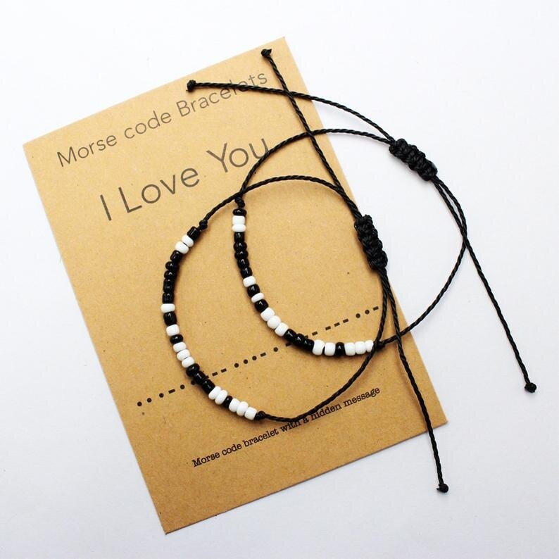 ICH Liebe Sie Morse Code Armbinde Paare Passende Armbänder für Ihn oder sie, Freund und Freundin, murmeln und Tochter