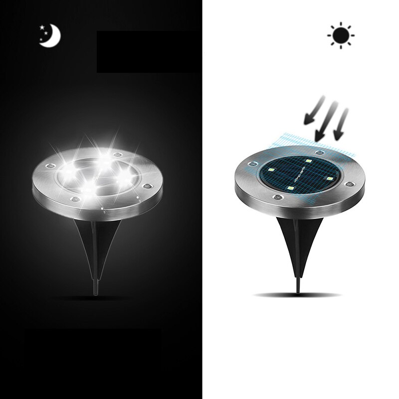 4pcs/lot 2led/4led/8led Circular Solar Lawn Lights Outdoor waterproof underground Lights Solar Lawn Lights for garden