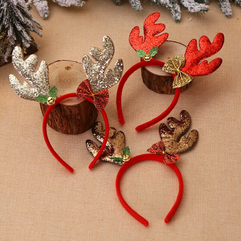 Diademas navideñas para niños, diademas de fantasía con astas de reno, cinta para el pelo, decoración festiva para , mejor ,