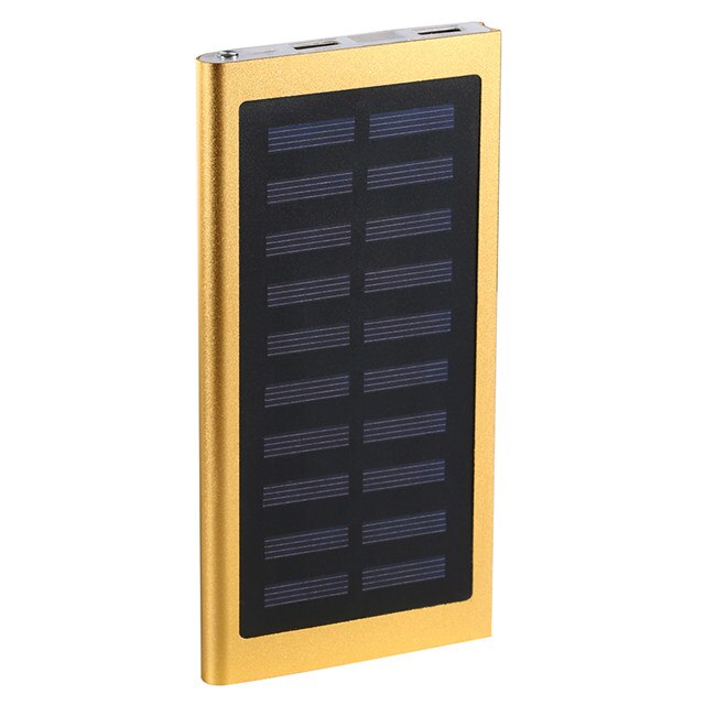 Solenergibank 50000 mah 2 usb eksternt batteri led bærbar powerbank mobiltelefon solcelleoplader til smartphone: Guld