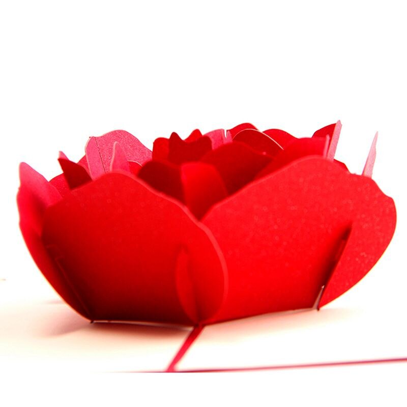 Postales de saludo de rosas en 3D hechas a mano en blanco Vintage papel Feliz cumpleaños tarjeta de de amor