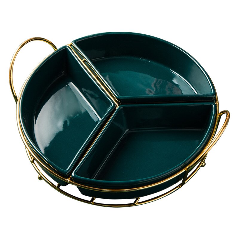Northern European Style Ceramic Fruit Plate Color Glaze Dividing Plate Household Snack Plate Nut Plate Dry Fruit Box