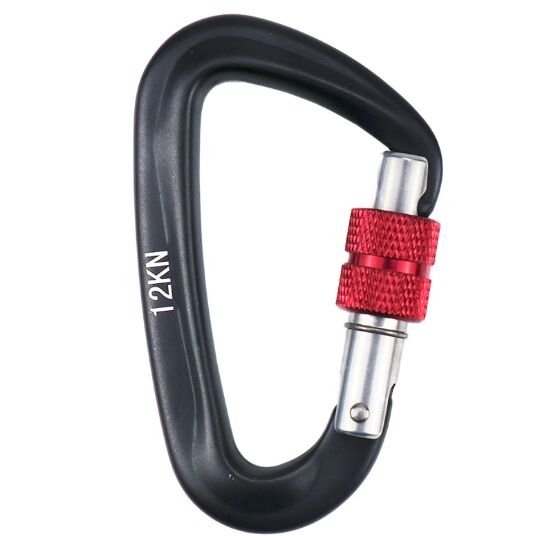 Metal Rock Climbing Safety Swivel Snap Bulk Clip Hook Oval Carabiner Climb Buckle Aluminium Alloy 7075: Black