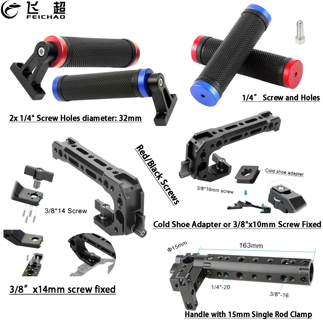 Poignée supérieure 1/4 3/8 support de levage à vis, alliage d&#39;aluminium pour Cage de caméra DSLR 5D2 GH4 Kit de stabilisateur vidéo
